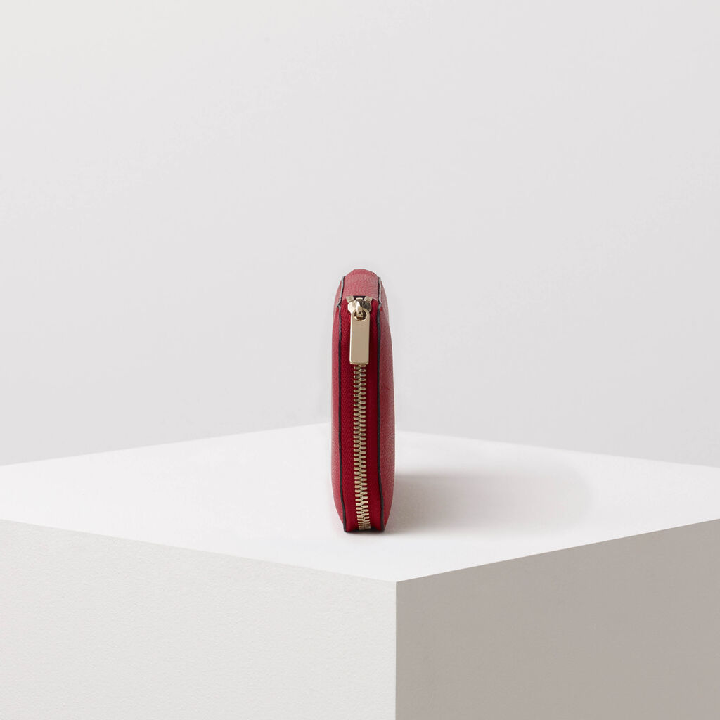 Valextra Portafoglio con zip in Pelle Rossa | Valextra Zip Around Novità