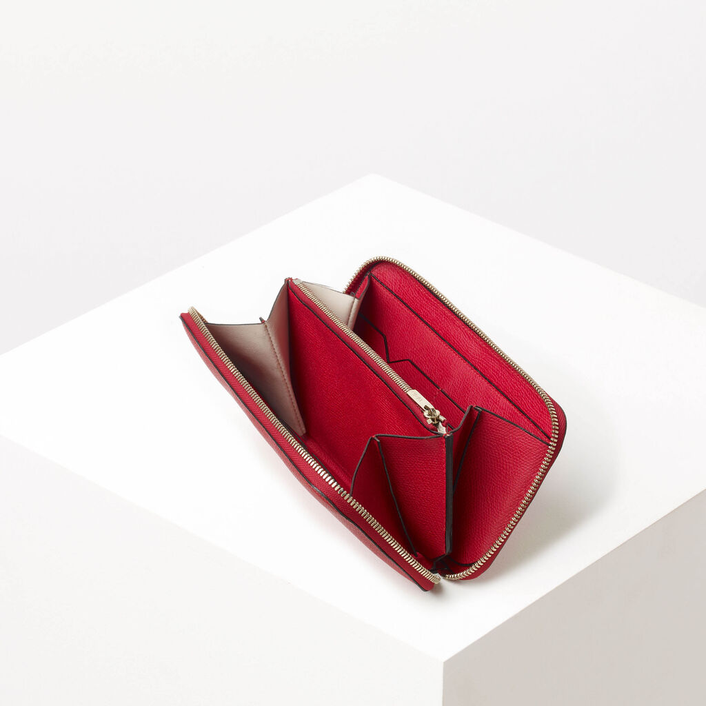Valextra Portafoglio con zip in Pelle Rossa | Valextra Zip Around Novità
