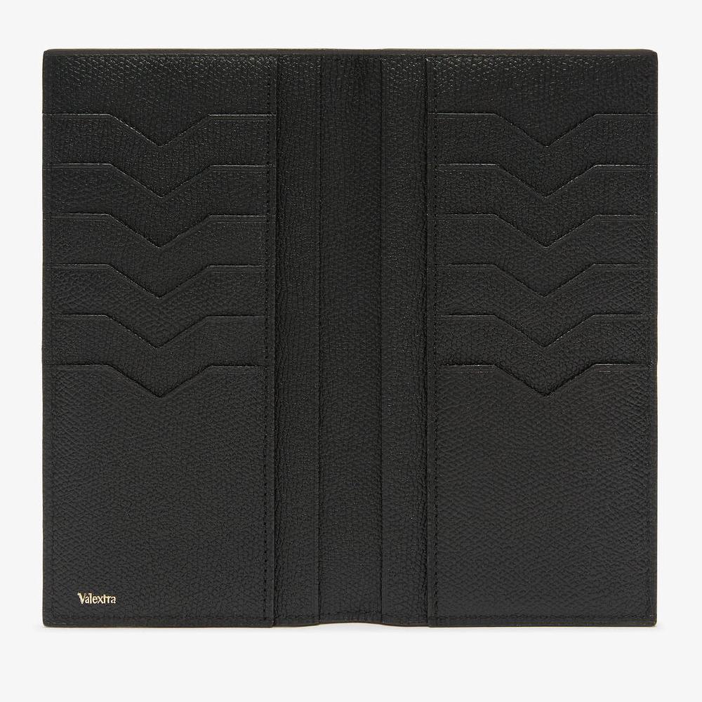 Valextra Portafoglio verticale bifold in Pelle Nera | Valextra piccola pelletteria Economico