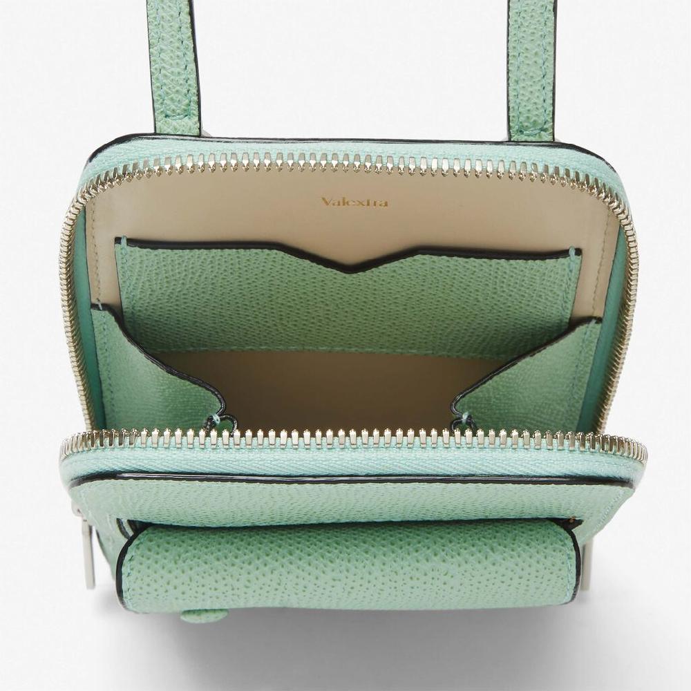 Valextra Porta telefono in Pelle Verde Acqua | Valextra Pocket Moda