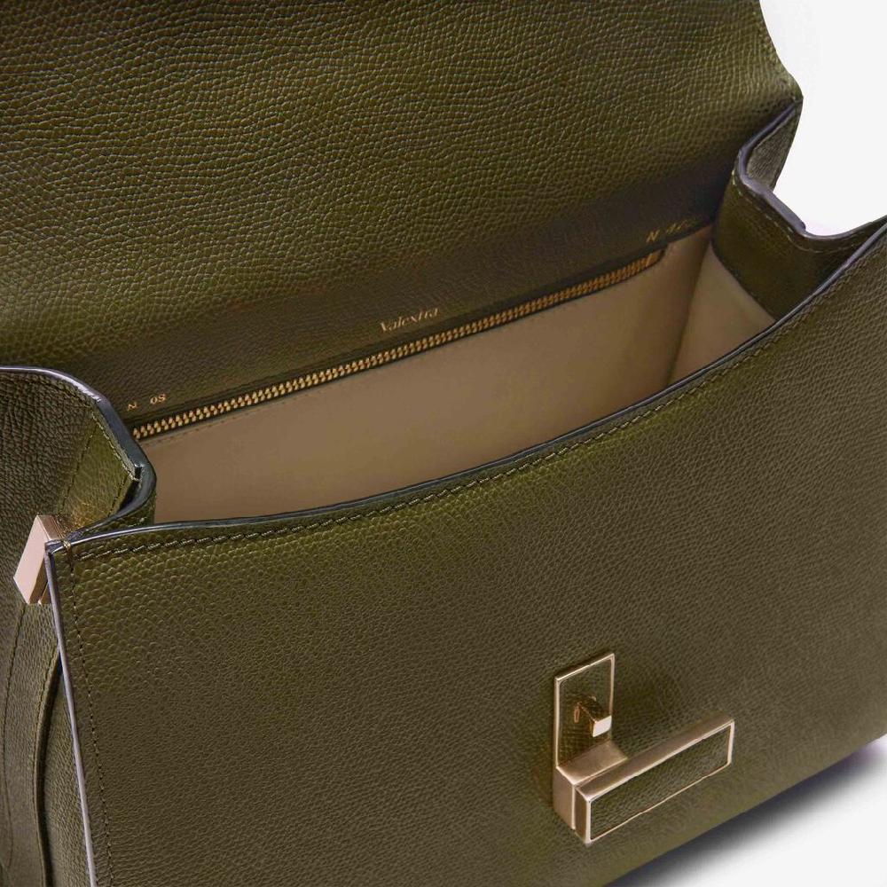 Valextra Borsa a mano Media in Pelle Verde Militare | Valextra Iside Shopping online