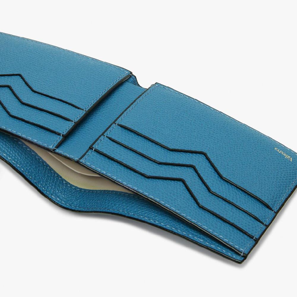 Valextra Portafoglio piccolo con portacarte in Pelle Blu Cobalto | Valextra Offerta Pasqua