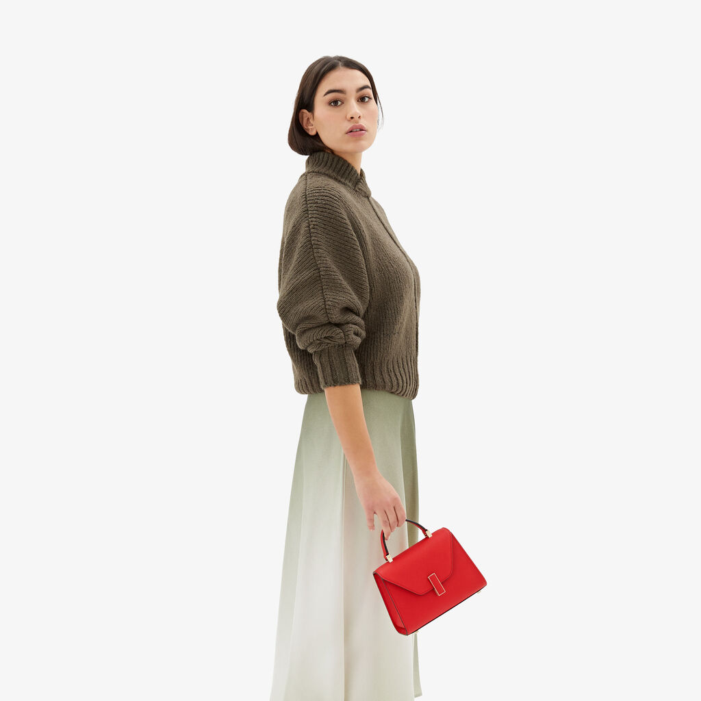 Valextra Borsa a tracolla Donna in Pelle Rossa cremisi | Valextra Iside Offerta San Valentino