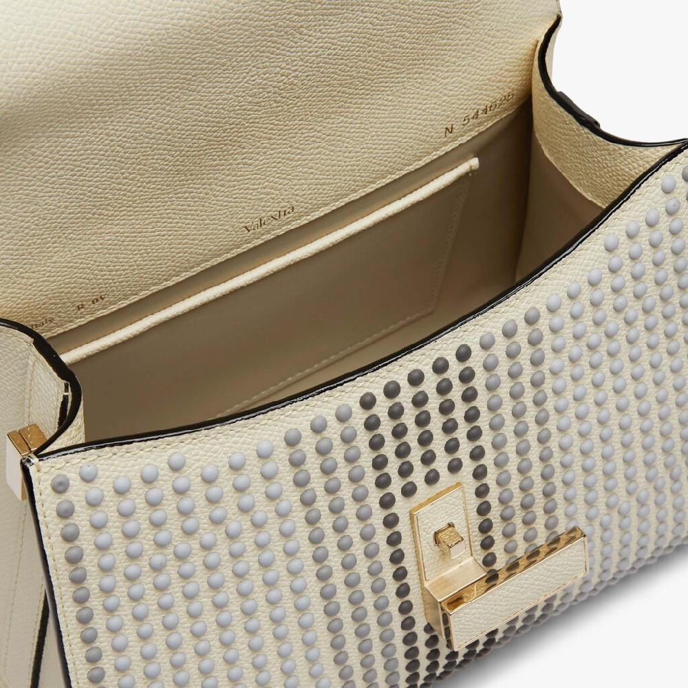 Valextra Borsa Donna con borchie Grigie in Pelle Bianca | Valextra Iside Offerta Anniversario