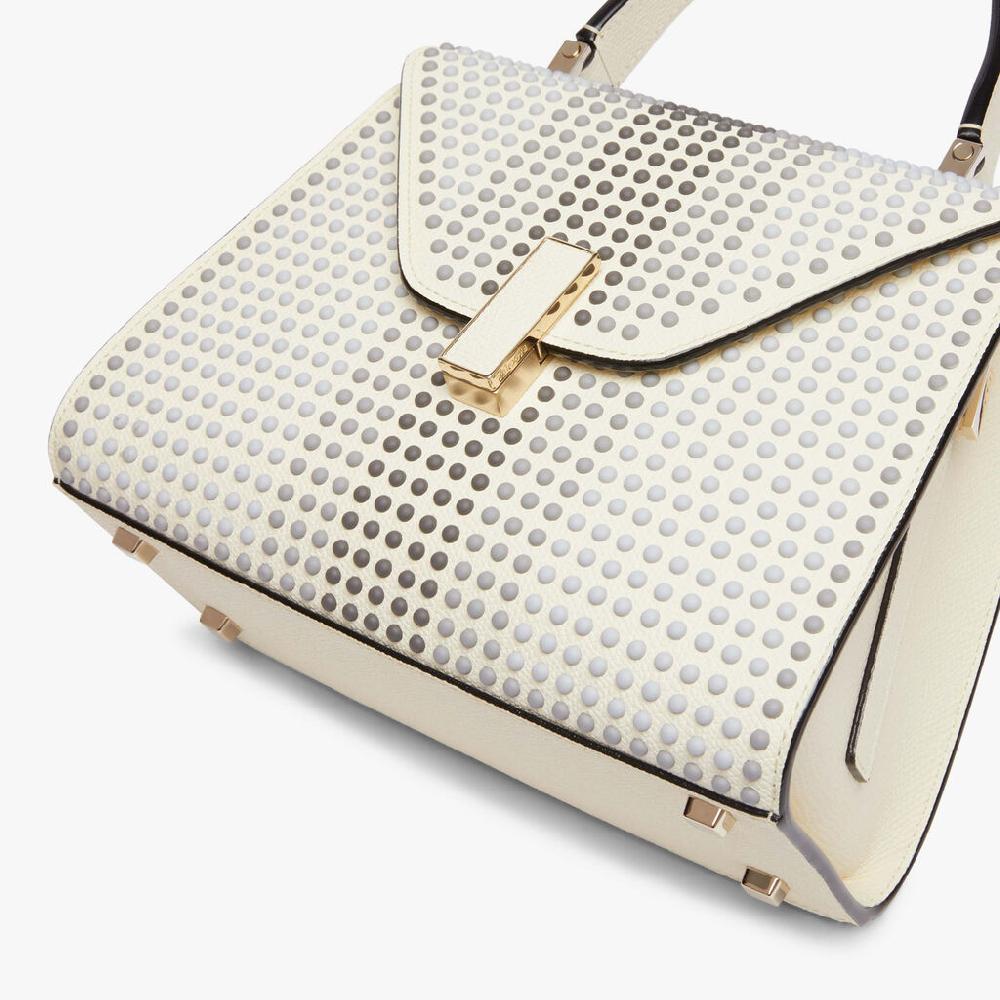 Valextra Borsa Donna con borchie Grigie in Pelle Bianca | Valextra Iside Offerta Anniversario