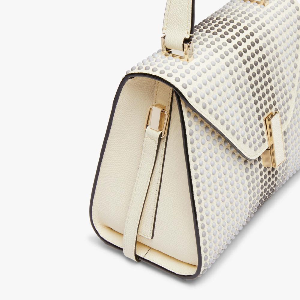 Valextra Borsa Donna con borchie Grigie in Pelle Bianca | Valextra Iside Offerta Anniversario