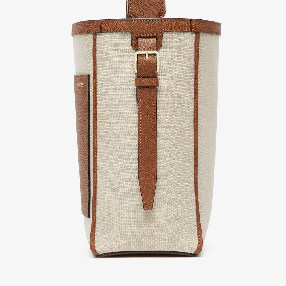 Valextra Borsa a secchiello Donna in Tela Grigia e Marrone | Valextra Soft Vendita calda
