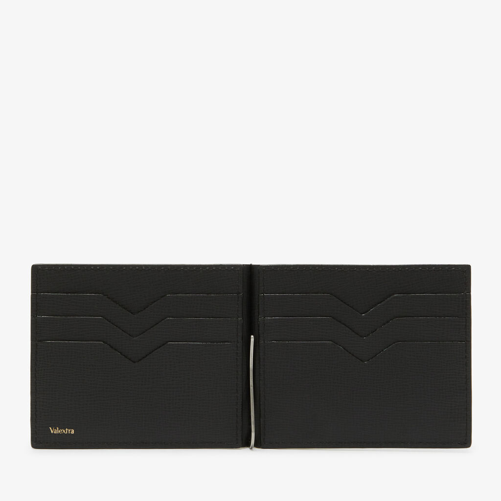 Valextra Portafoglio in Pelle Nera con ferma soldi | Valextra Tric Trac Bestseller