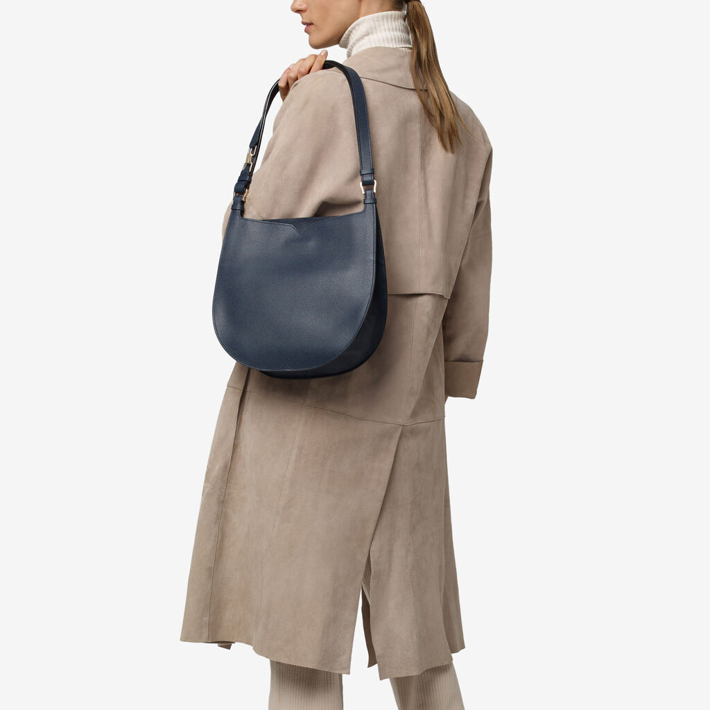 Valextra Borsa a spalla Media in Pelle Blu | Valextra Hobo Comprane uno, ottenene uno gratis
