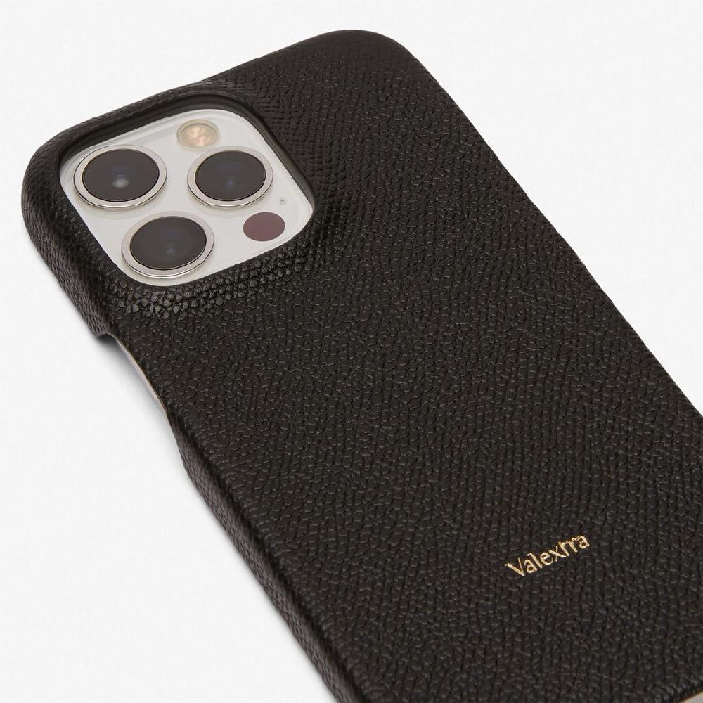 Valextra Cover rigida per Iphone 13 Pro in Pelle Nera | Valextra Rilascio limitato