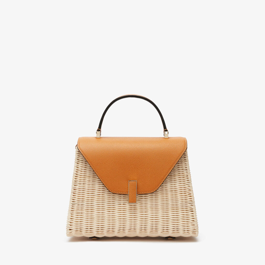 Valextra Borsa a mano Donna in Vimini e Pelle Arancione | Valextra Iside Offerta speciale della fabbrica