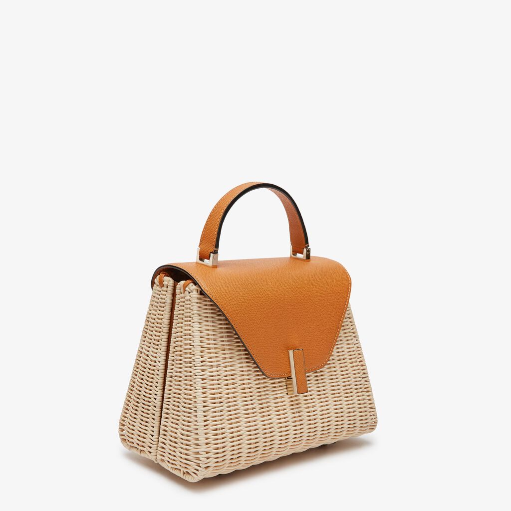 Valextra Borsa a mano Donna in Vimini e Pelle Arancione | Valextra Iside Offerta speciale della fabbrica