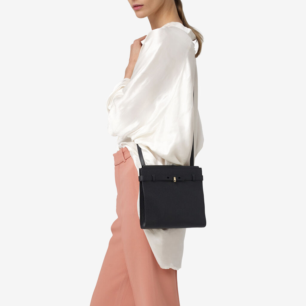 Valextra Borsa a tracolla Mini in Pelle Nera | Valextra Brera Sostegno trimestrale
