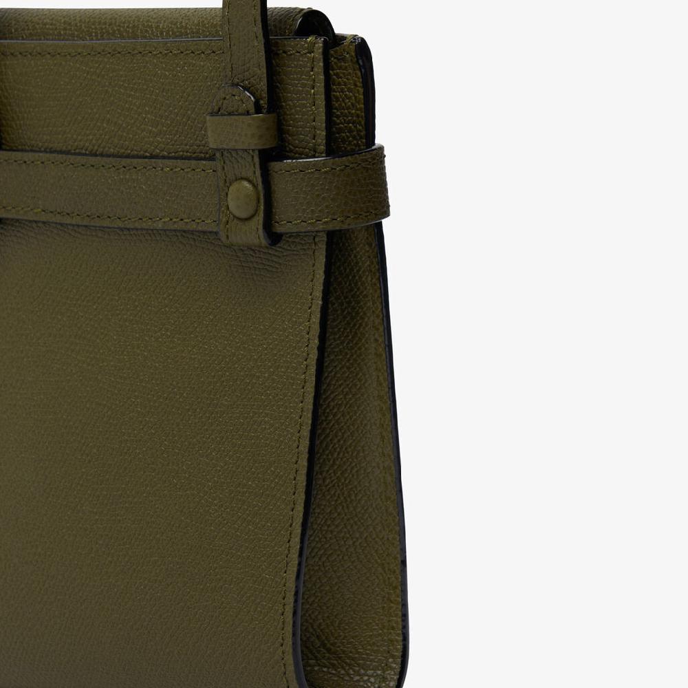 Valextra Borsa piccola da Donna in Pelle Verde Militare | Valextra Brera Esporta salva