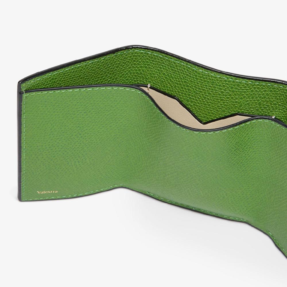 Valextra Portafoglio compatto Bifold in Pelle Verde | Valextra Sconti questo mese