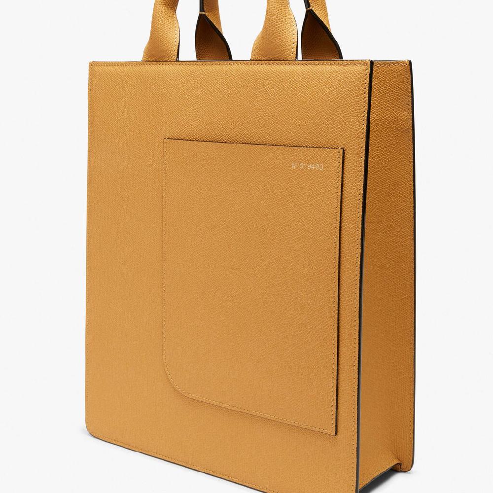 Valextra Tote bag con tracolla Mini in Pelle arancio-giallo | Valextra Boxy In Linea