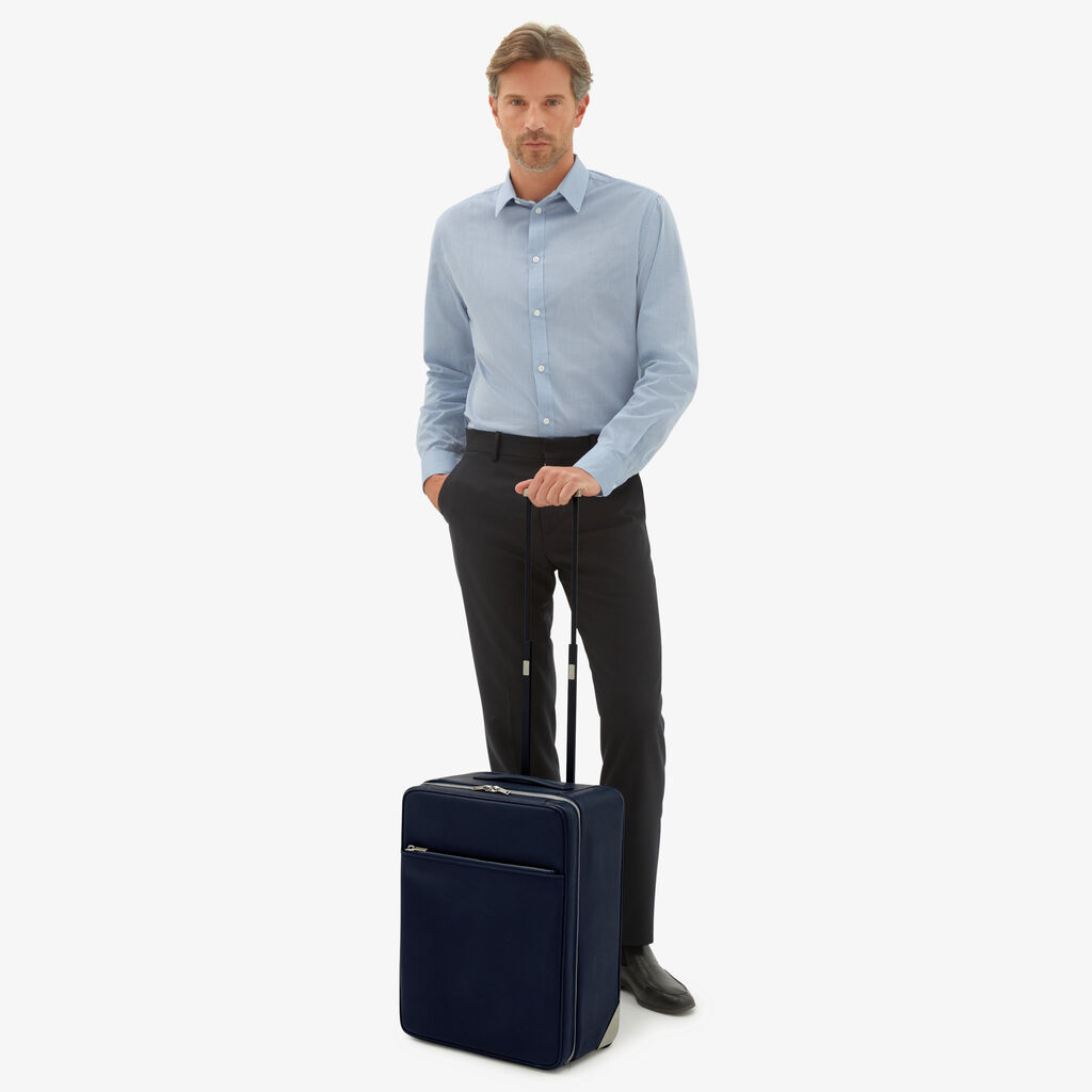 Valextra Valextra V-Line: Valigia trolley in Pelle Blu Nuovo