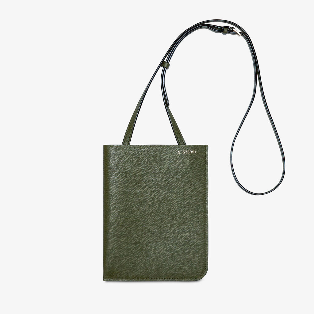 Valextra Portadocumenti a tracolla in Pelle Verde Militare | Valextra Soft Promozione