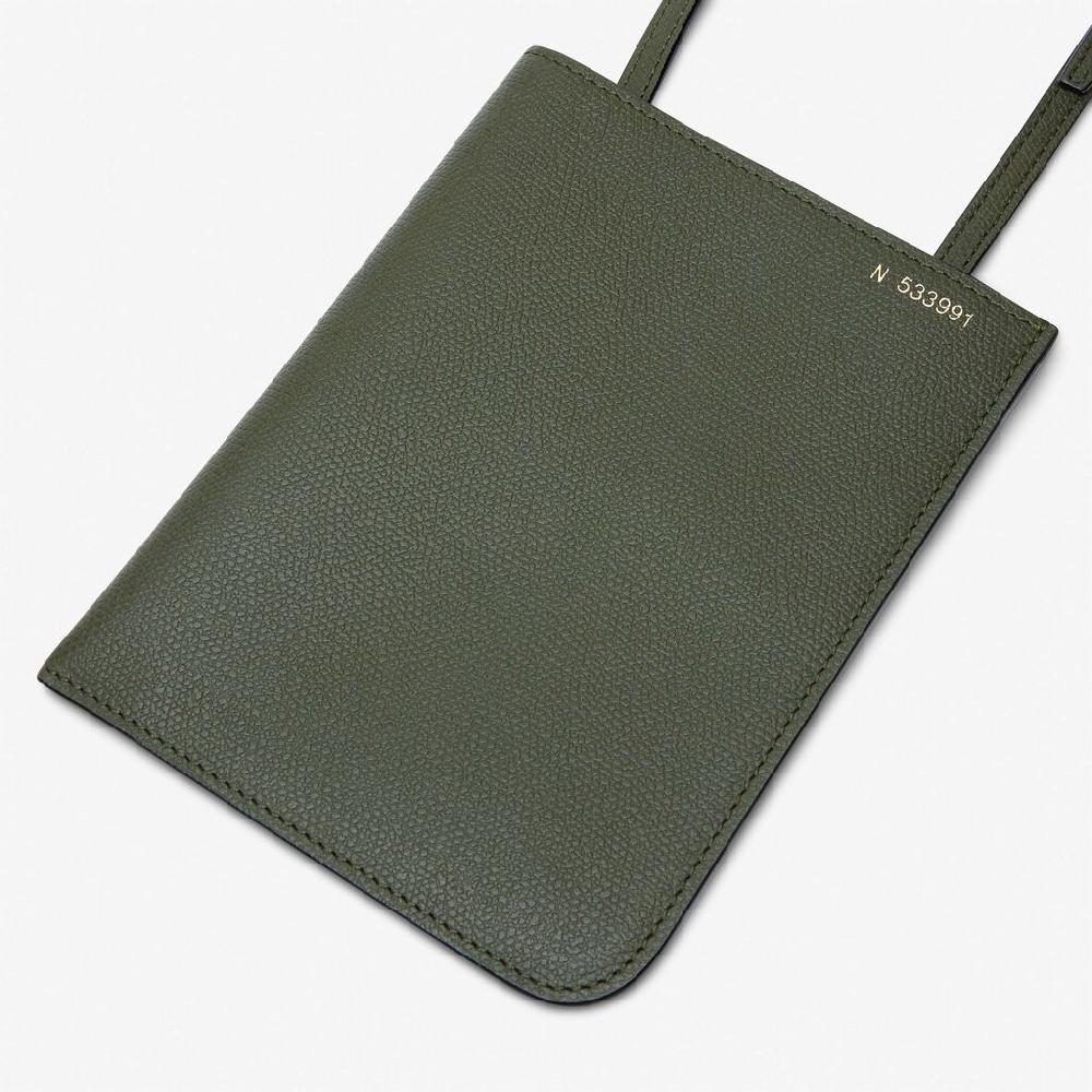 Valextra Portadocumenti a tracolla in Pelle Verde Militare | Valextra Soft Promozione
