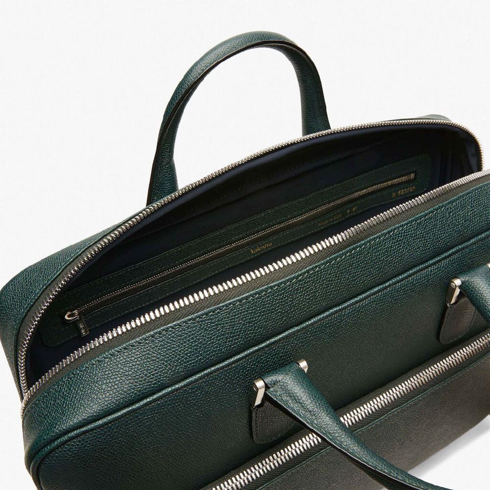 Valextra Valextra Avietta: Borsa business Media in Pelle Verde Pezzi Unici