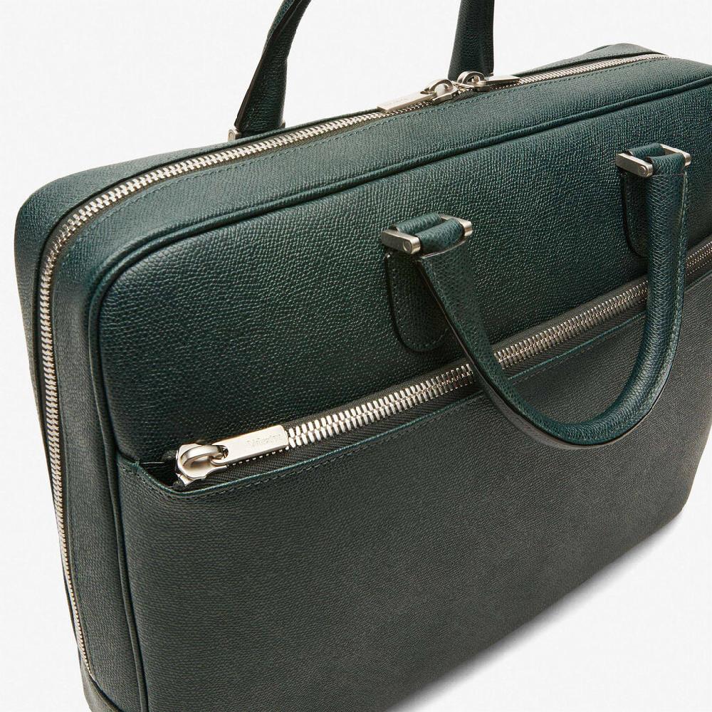 Valextra Valextra Avietta: Borsa business Media in Pelle Verde Pezzi Unici