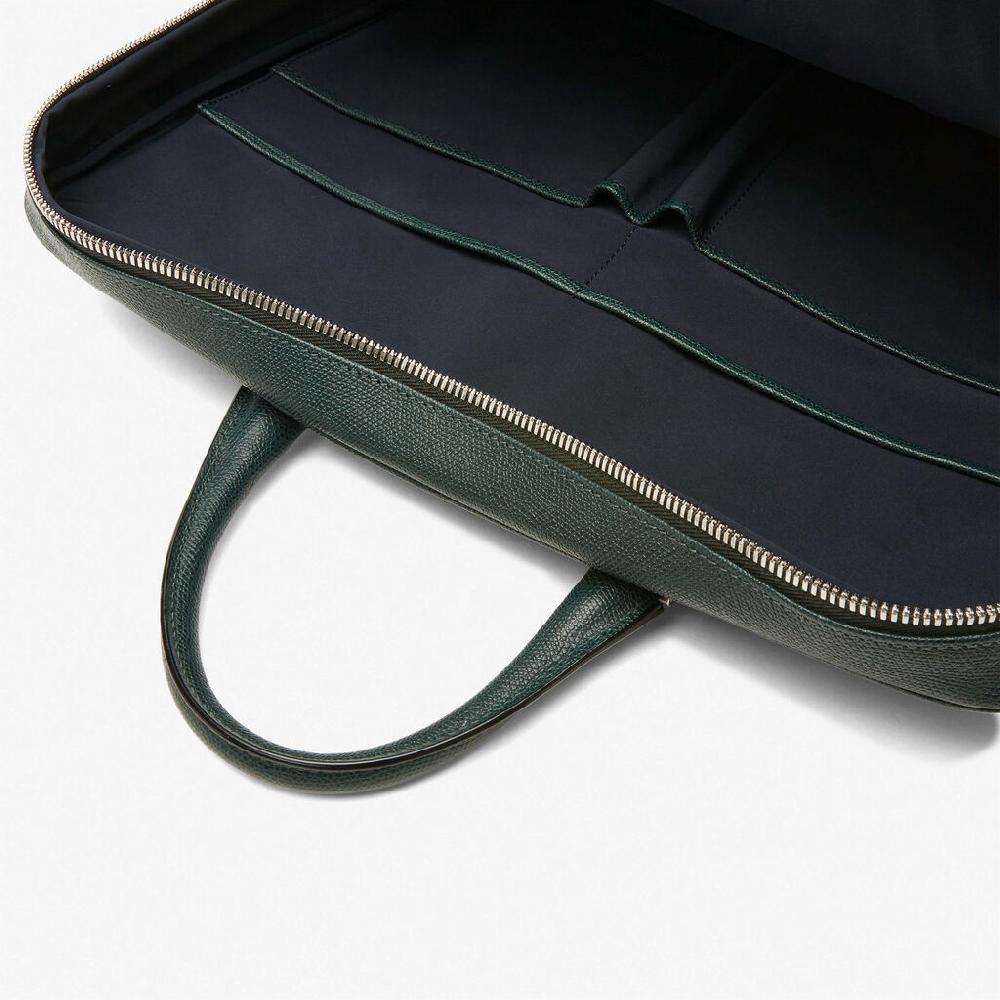 Valextra Valextra Avietta: Borsa business Media in Pelle Verde Pezzi Unici