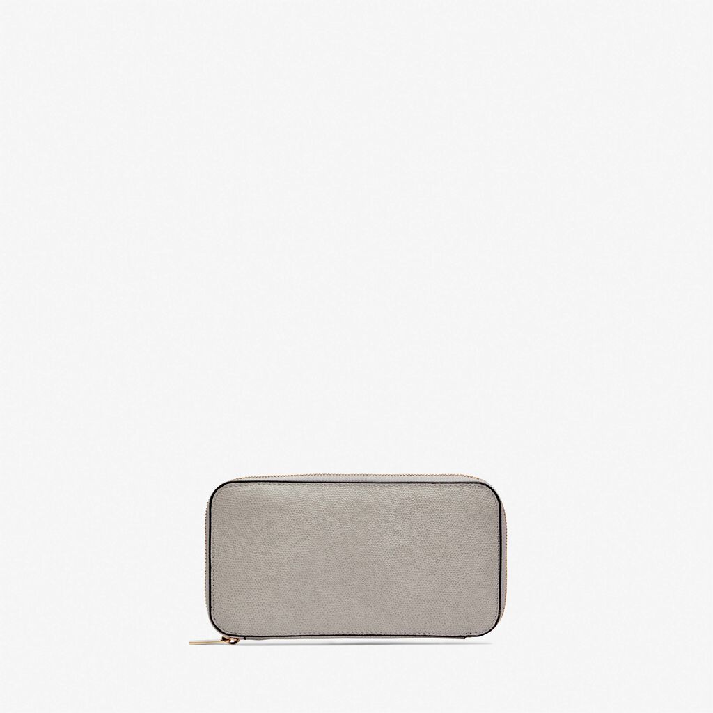 Valextra Portafoglio con zip in Pelle Grigio chiaro | Valextra Zip Around Shopping Online