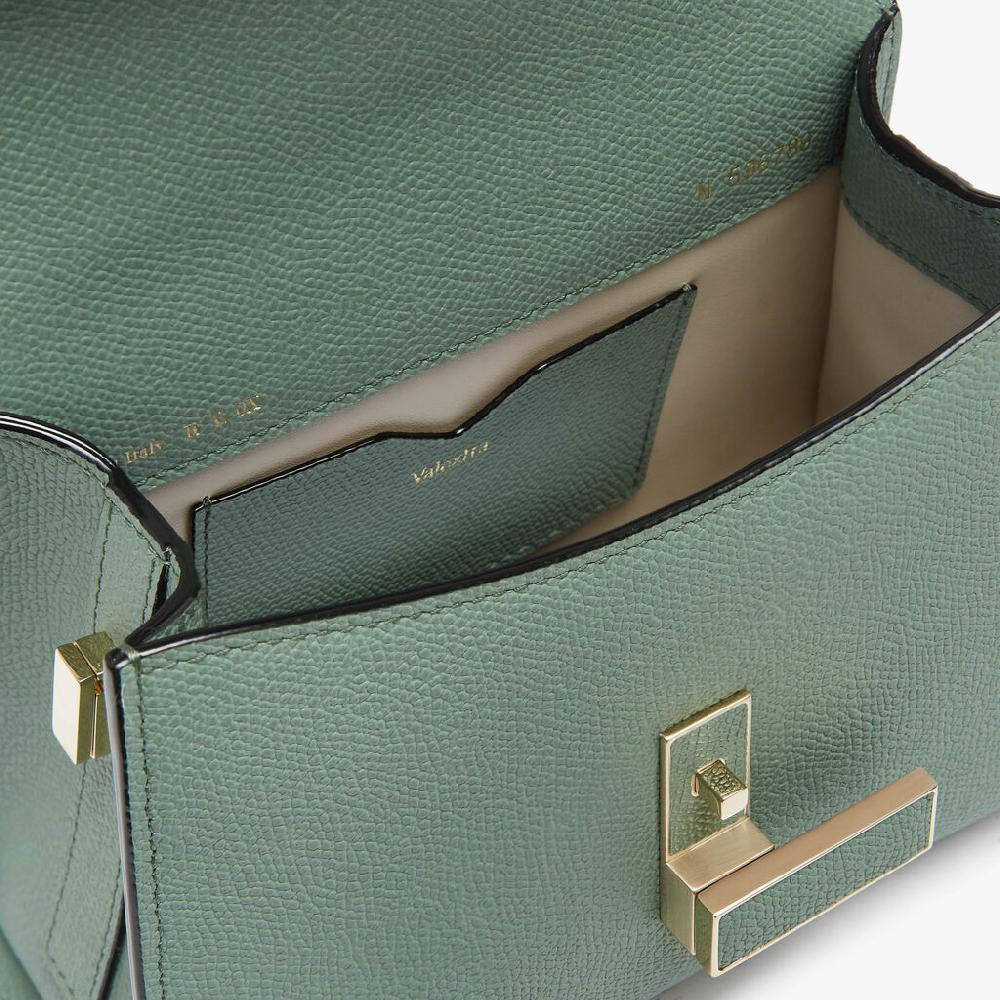 Valextra Borsa a Tracolla Iside Micro | Pelle di vitello Millepunte | Verde Eucalipto | Valextra Vendita Economica