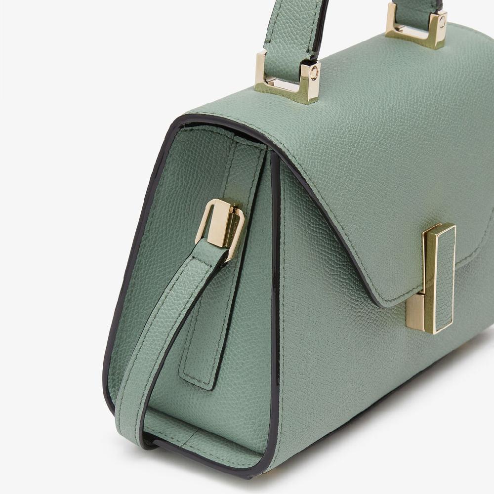 Valextra Borsa a Tracolla Iside Micro | Pelle di vitello Millepunte | Verde Eucalipto | Valextra Vendita Economica