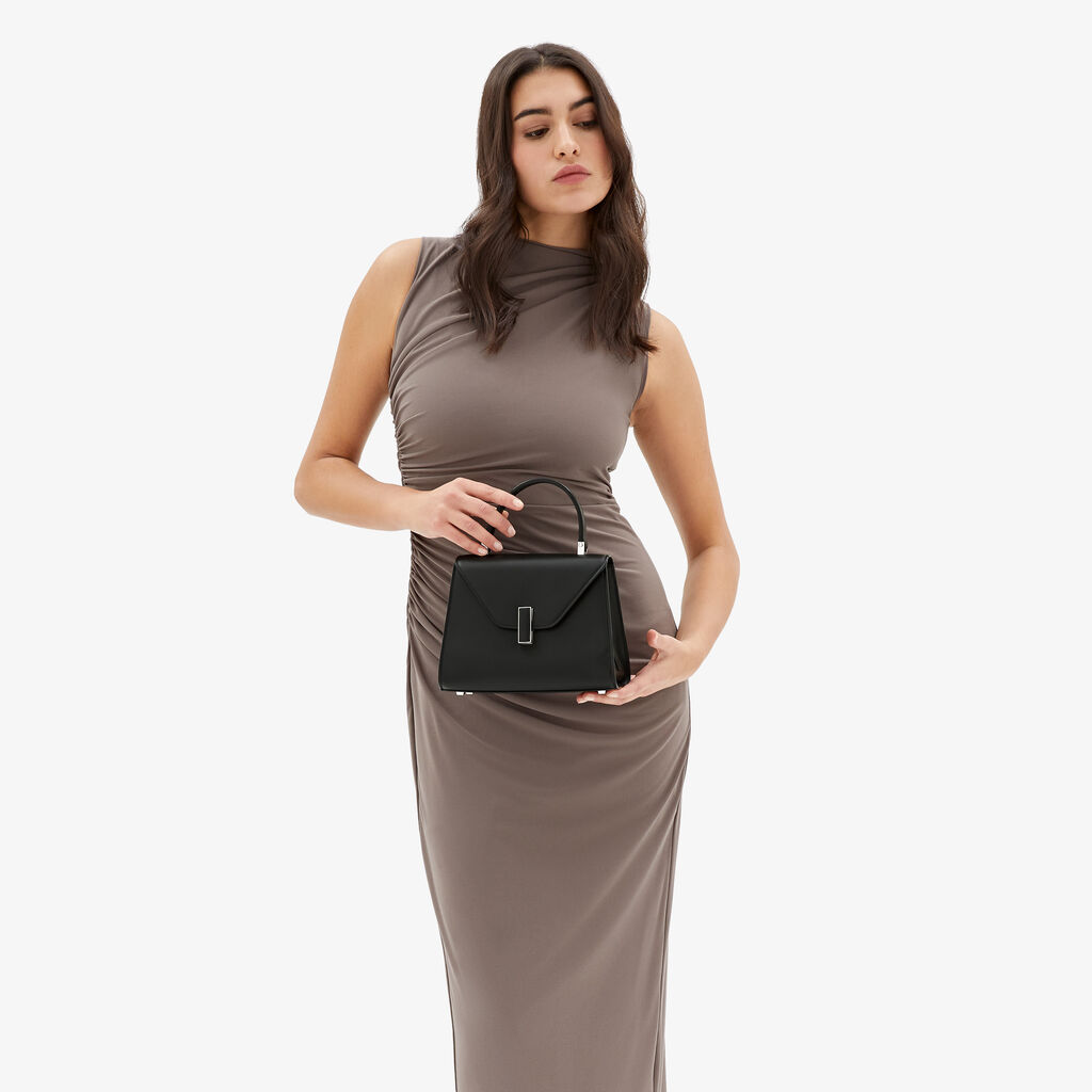 Valextra Borsa a mano da Donna in Pelle palmellata Nera | Valextra Iside Saldi Di Fabbrica