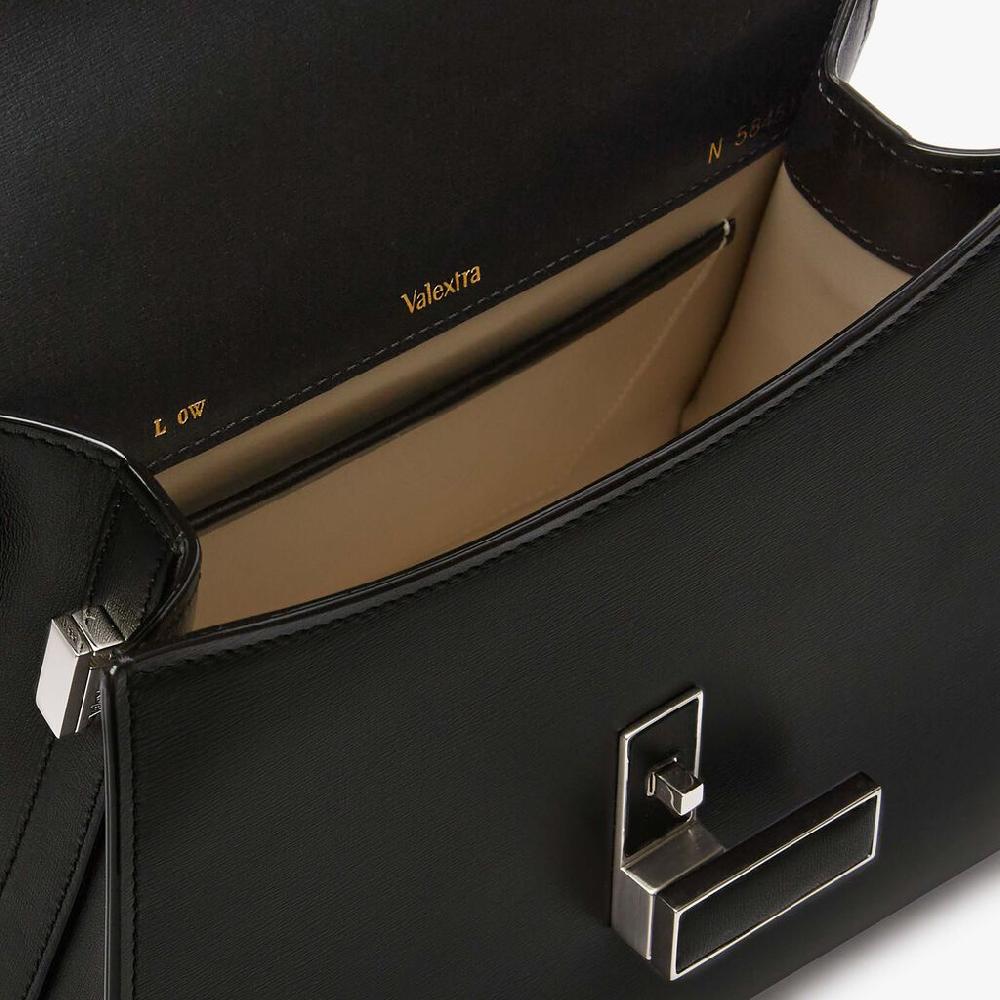 Valextra Borsa a mano da Donna in Pelle palmellata Nera | Valextra Iside Saldi Di Fabbrica