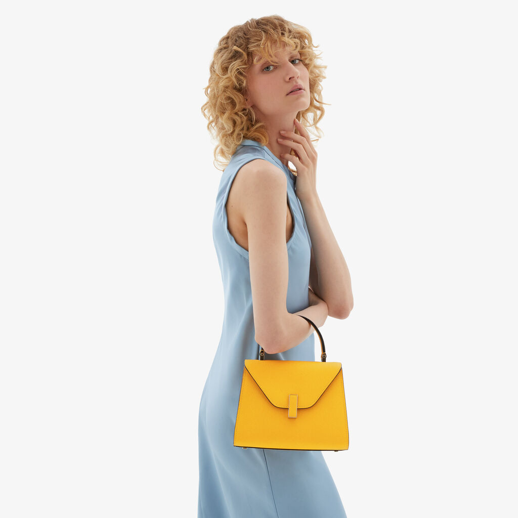 Valextra Borsa a mano in Pelle Gialla con tracolla | Valextra Iside Grande vendita