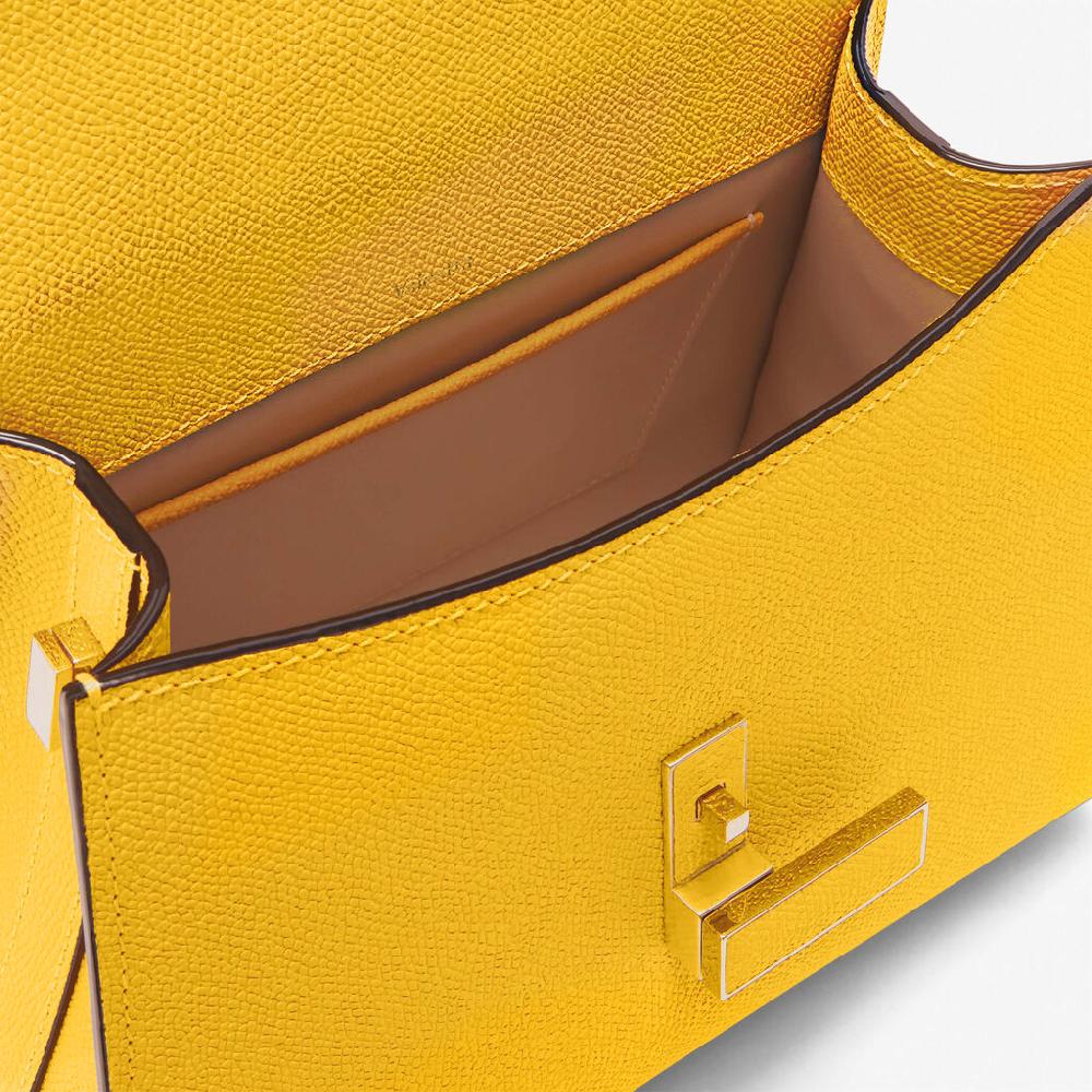 Valextra Borsa a mano in Pelle Gialla con tracolla | Valextra Iside Grande vendita