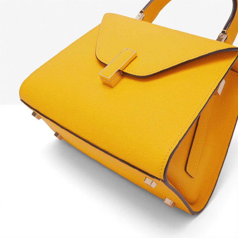 Valextra Borsa a mano in Pelle Gialla con tracolla | Valextra Iside Grande vendita