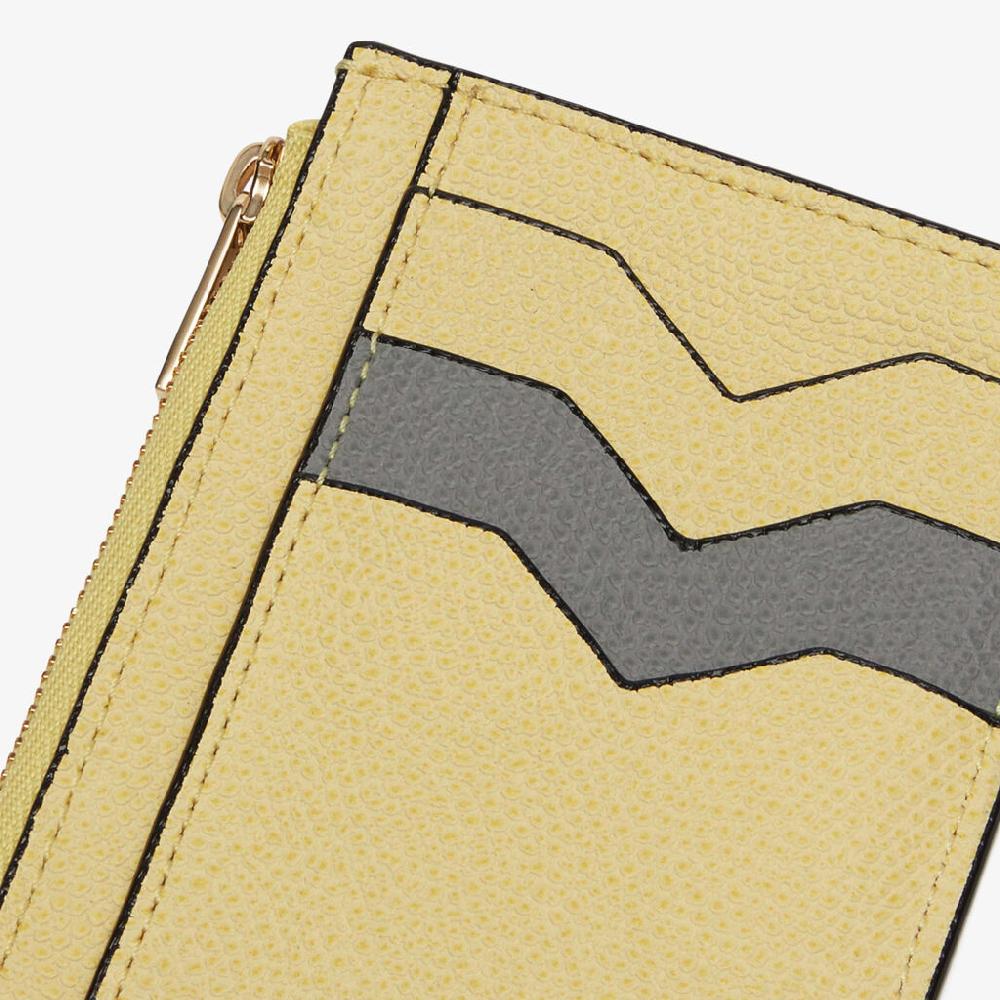 Valextra Porta carte da Donna in Pelle Gialla e Grigia di Lusso | Valextra Cyber Monday