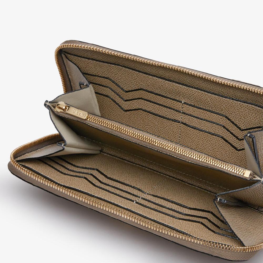 Valextra Portafoglio con zip in Pelle Marrone Tortora | Valextra Zip Around Offerta Giorno del Papà