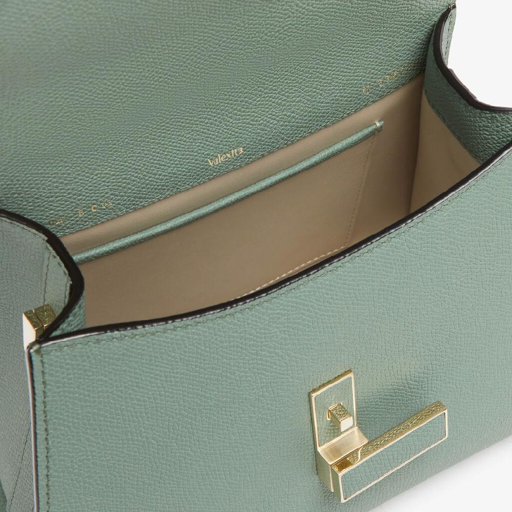 Valextra Borsa a Mano Iside Mini | Pelle di vitello Millepunte | Verde Eucalipto | Valextra Nuovi prodotti