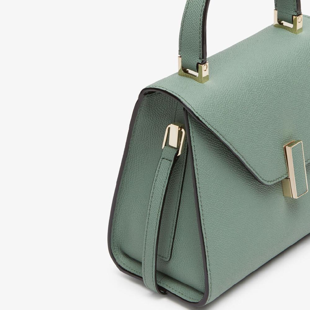 Valextra Borsa a Mano Iside Mini | Pelle di vitello Millepunte | Verde Eucalipto | Valextra Nuovi prodotti