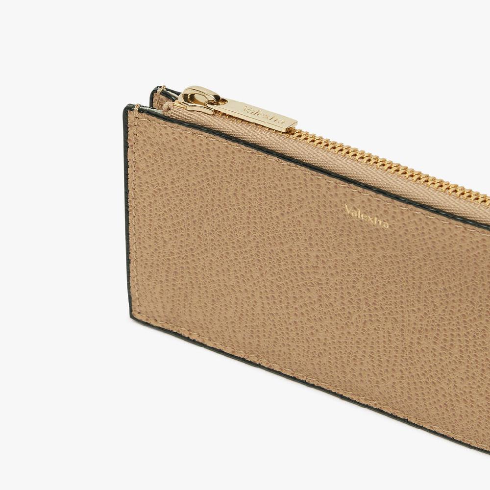 Valextra Portamonete con zip da Donna di Lusso in Pelle Beige | Valextra Offerte giornaliere