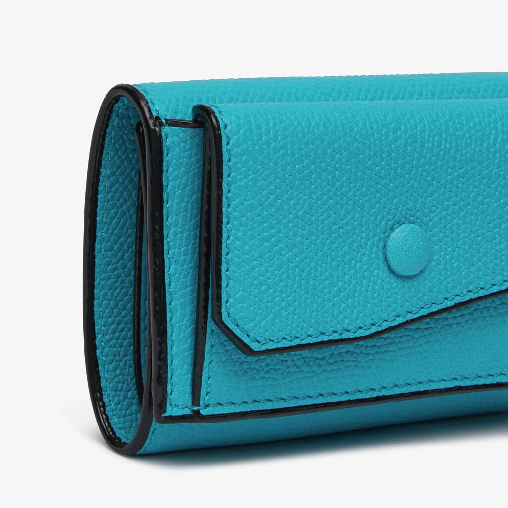 Valextra Portafoglio Bifold con porta monete in Pelle Blu | Valextra Sconti VIP
