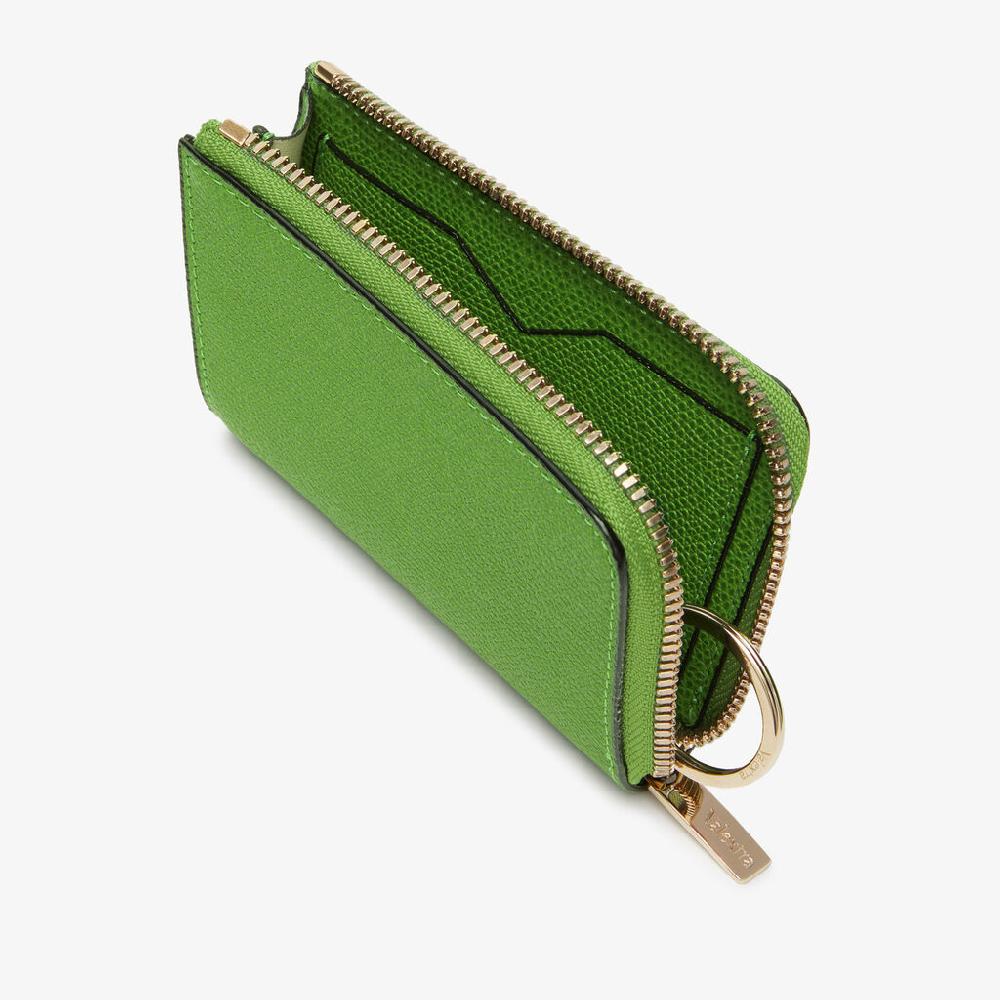 Valextra Portachiavi da Donna in Pelle Verde | Valextra Zip Around Super Saving Price