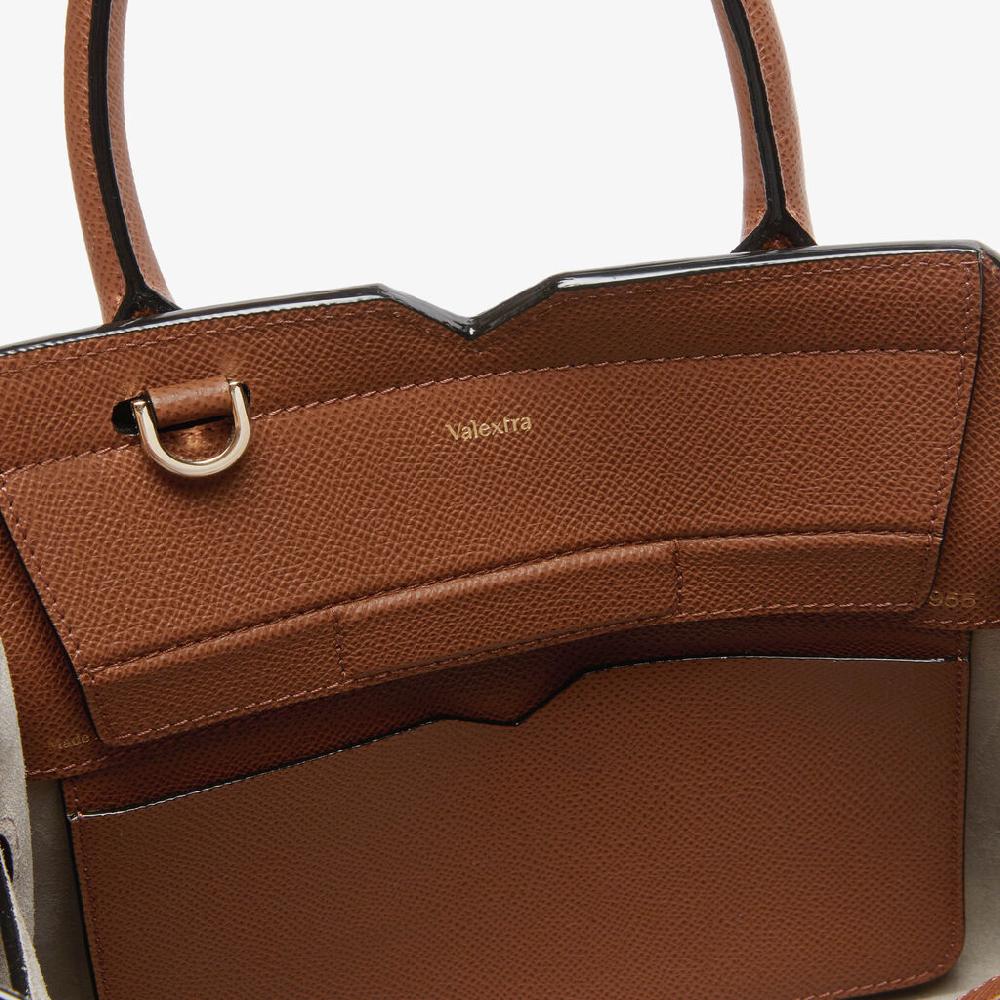 Valextra Borsa a due manici da Donna di Lusso in Pelle Marrone | Valextra Ultimi tre giorni