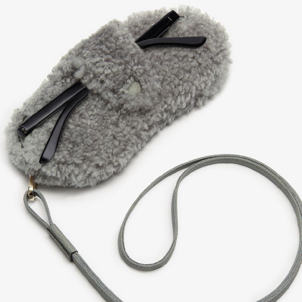 Valextra Custodia porta occhiali di Lusso in Shearling Grigia ACQUISTA ORA