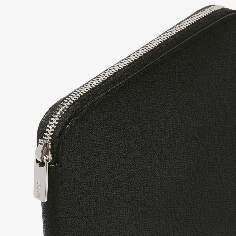 Valextra Cartella per Scrittura con Zip A5 | Pelle di vitello Millepunte | Nero | Valextra Ultimo giorno