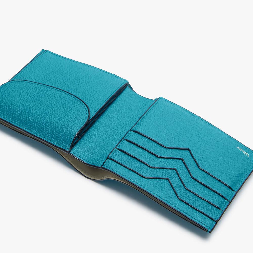 Valextra Portafoglio con portamonete di Lusso in Pelle Blu | Valextra Fino al 50% di sconto