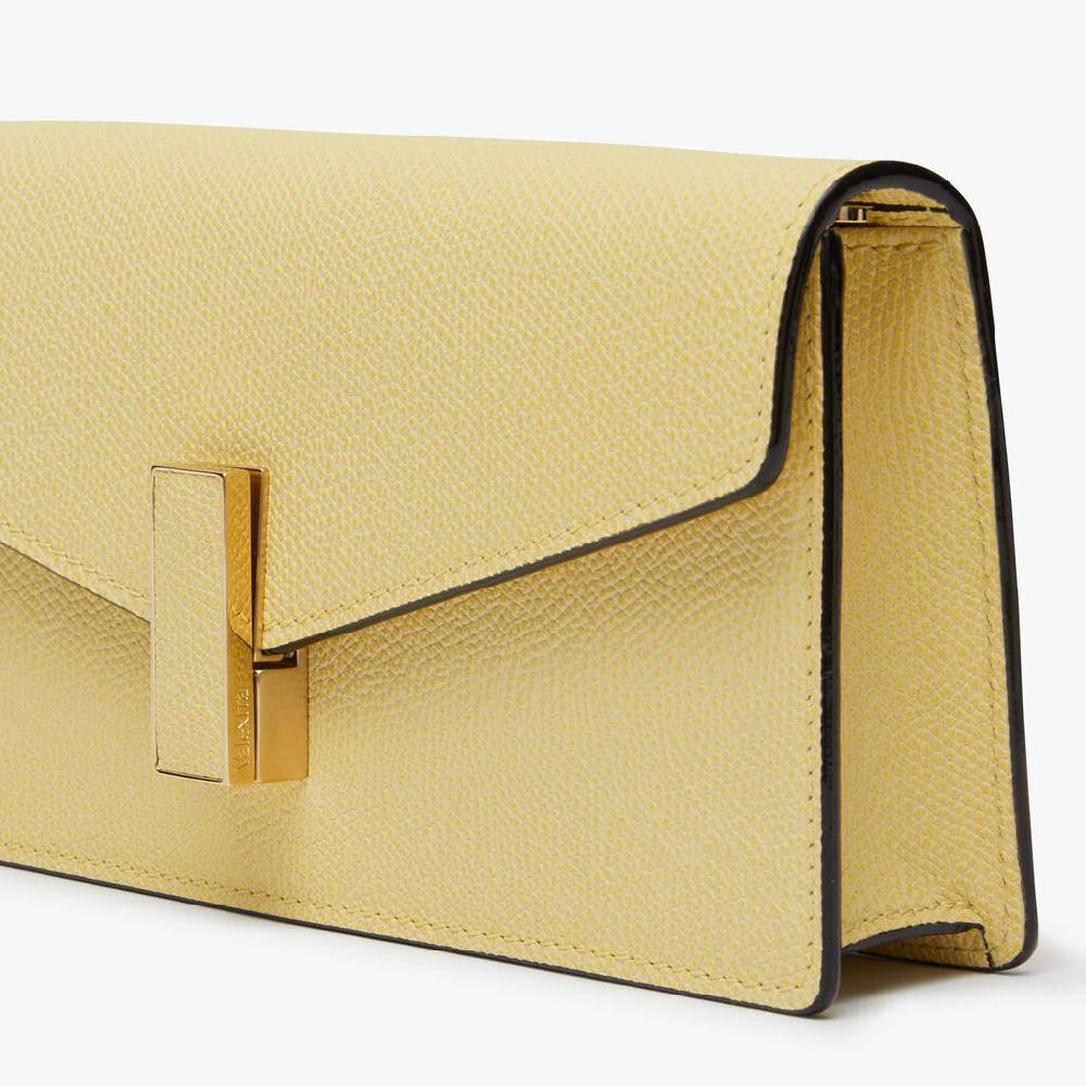 Valextra Clutch Donna di Lusso in Pelle Gialla con catena | Valextra Iside Nuovo