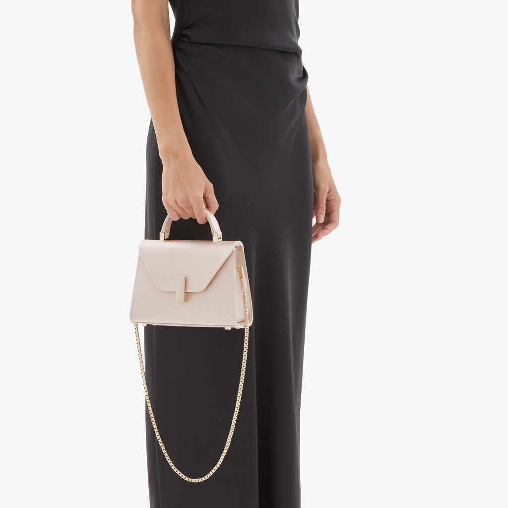 Valextra BORSA MICRO ISIDE RASO CON CATENA ORO CHIARO Qualità
