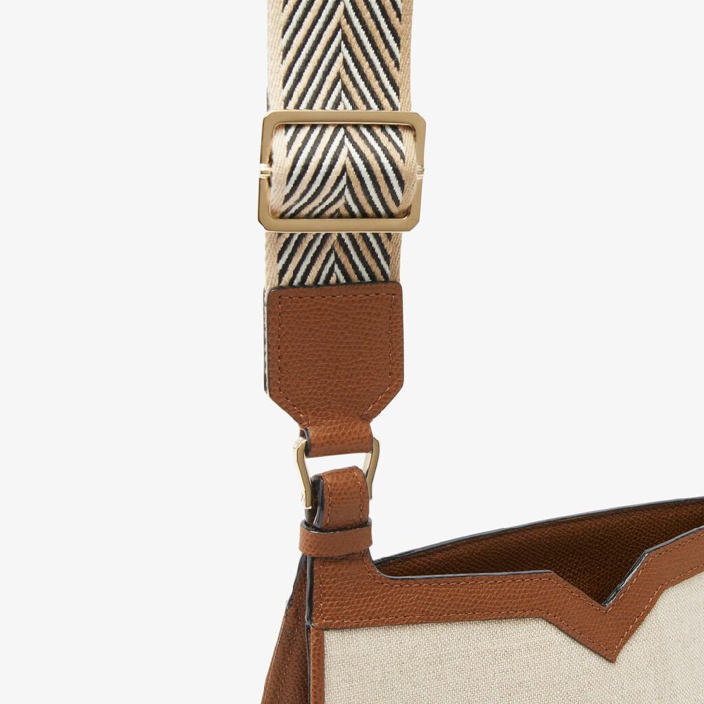 Valextra Weekend bag da Donna in Tessuto Grigio e Marrone | Valextra hobo Pezzi Unici