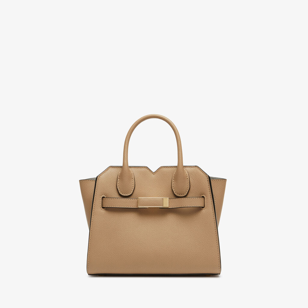 Valextra Borsa a Tracolla Milano Micro | Pelle di vitello Millepunte Soft | Beige Cashmere | Valextra Soddisfazione Garantita