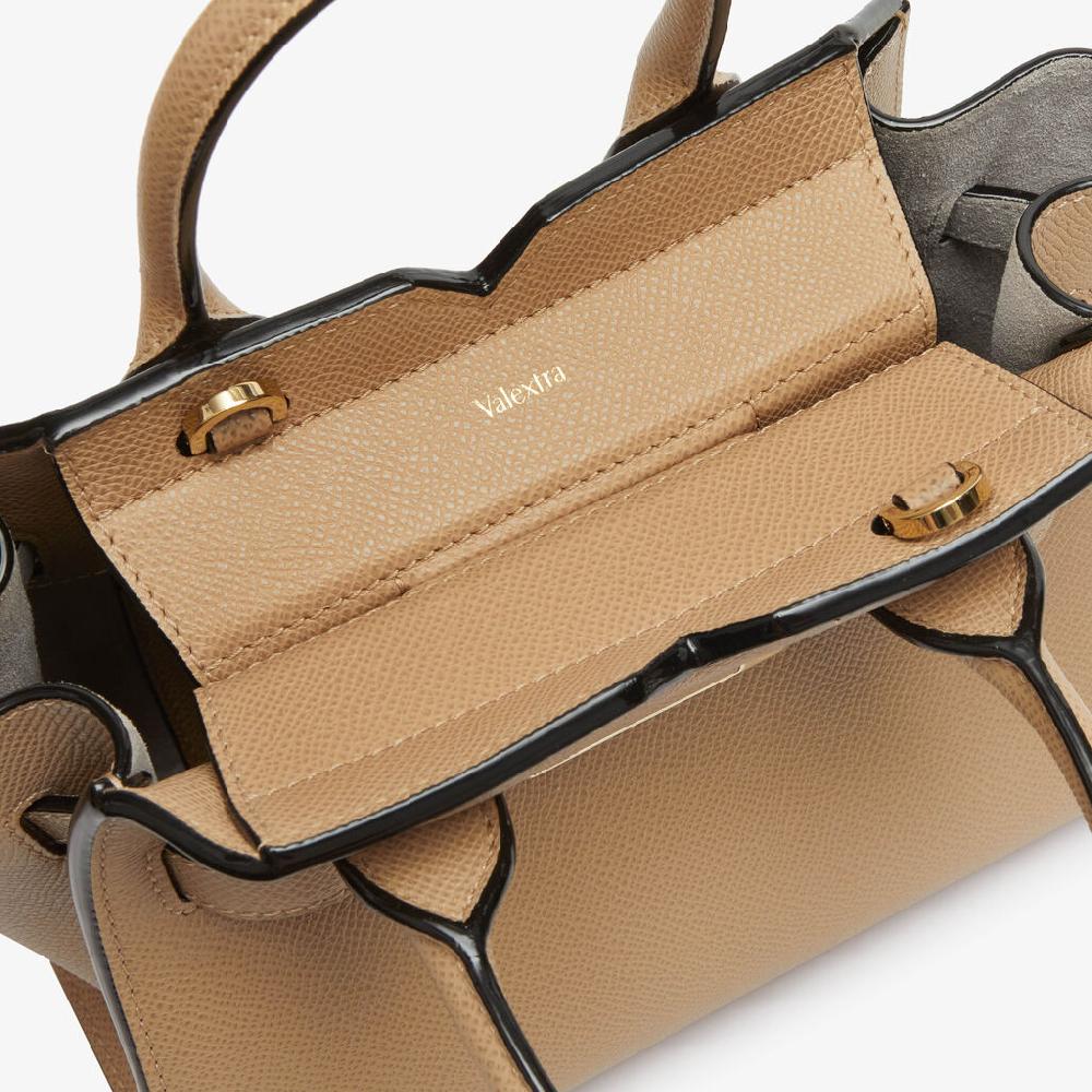 Valextra Borsa a Tracolla Milano Micro | Pelle di vitello Millepunte Soft | Beige Cashmere | Valextra Soddisfazione Garantita